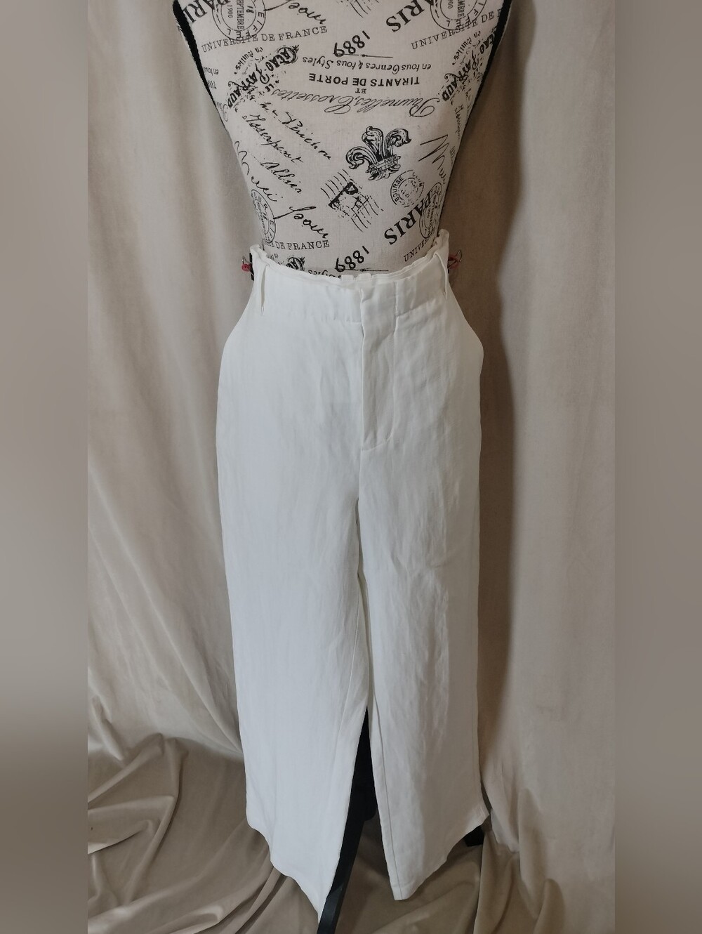 NWT! Madewell Women's Ivory Linen Blend Wide Leg Pants. Size 6